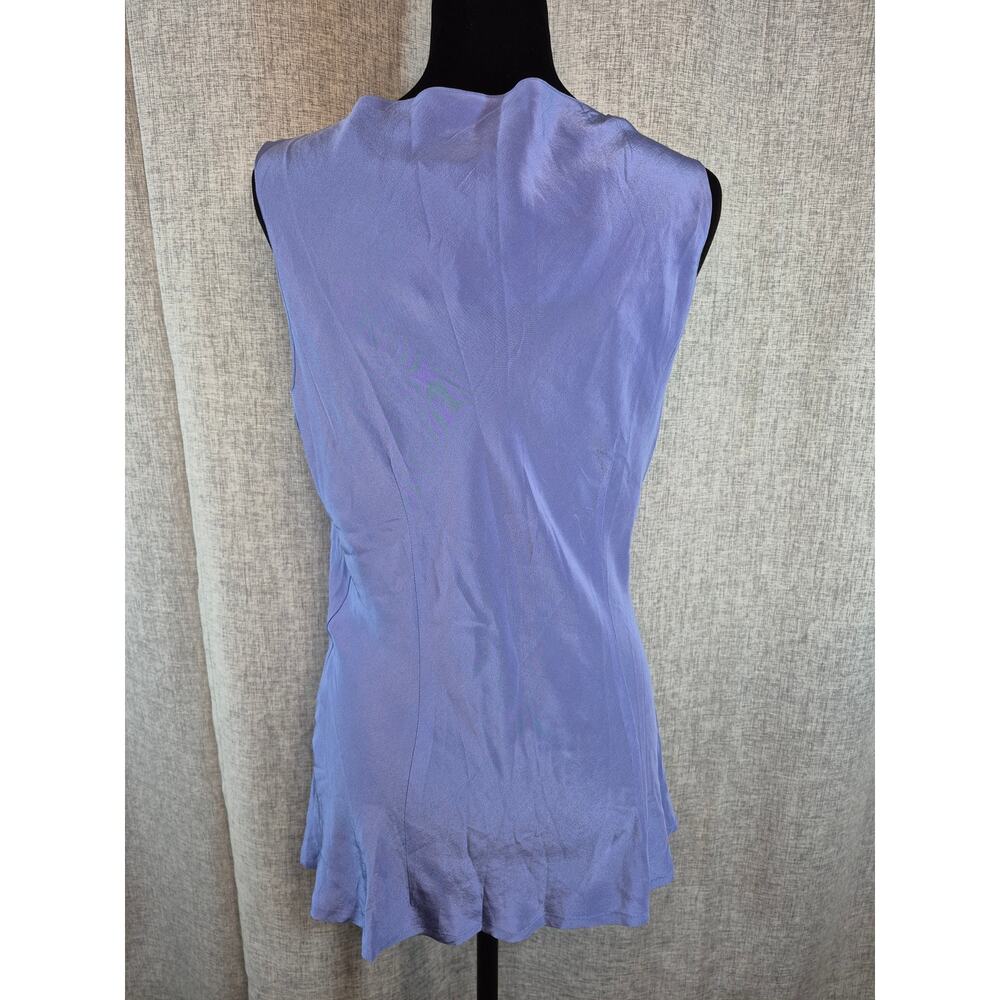 Aliki Yamani Creations 100% Silk Lavender Cowl Neck Sleeveless Blouse Top M - Picture 4 of 6